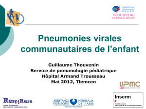 Pneumonies virales communautaires de l`enfant