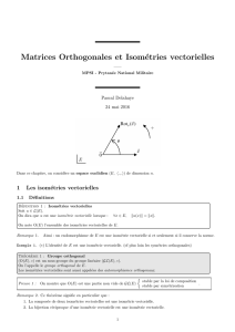 Matrices Orthogonales et Isométries vectorielles
