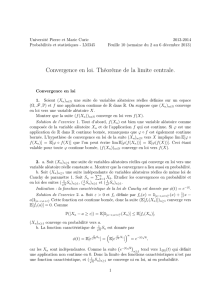 Convergence en loi. Théorème de la limite centrale.