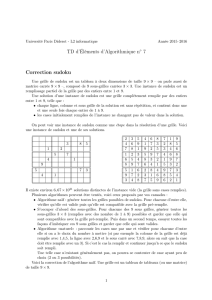 TD d`Éléments d`Algorithmique n 7 Correction sudoku