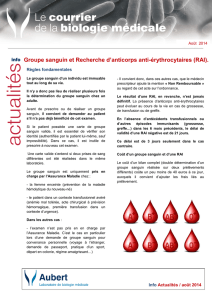 Groupe sanguin et Recherche d`anticorps anti