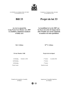 Bill 33 Projet de loi 33 - Legislative Assembly of Ontario