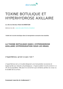 toxine botulique et hyperhydrose axillaire