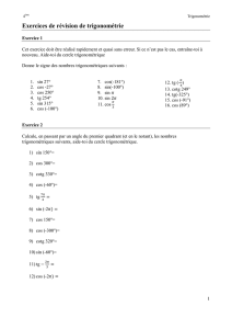 Exercices de révision de trigonométrie
