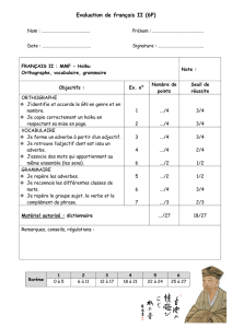 Evaluation de français II (6P)