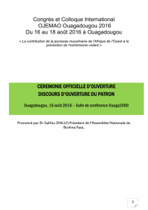 Congrès et Colloque International OJEMAO Ouagadougou 2016 Du
