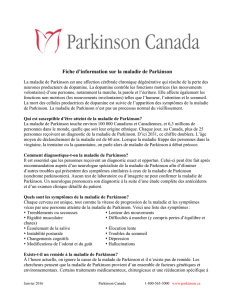 Feuillet d`information sur la maladie de Parkinson