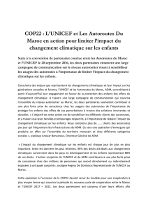 COP22 : L`UNICEF et Les Autoroutes Du Maroc en action pour