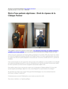 Décès d`une patiente algérienne : Droit de réponse de la