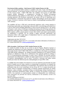Post-doctoral fellow position - Unité Inserm U1019