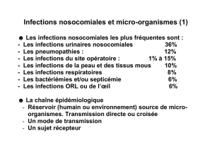 Infections nosocomiales et micro-organismes (1) Les infections