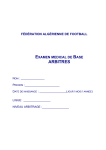 Examen medical de base - Ligue Régionale de Football