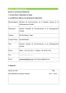 Annex I – Application Form Section A: Government Ministries 1