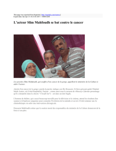 L`acteur Slim Mahfoudh se bat contre le cancer : Kapitalis : http