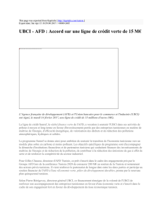 UBCI - AFD : Accord sur une ligne de crédit verte de 15 M
