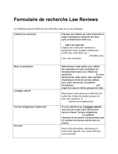 Formulaire de recherche Law Reviews