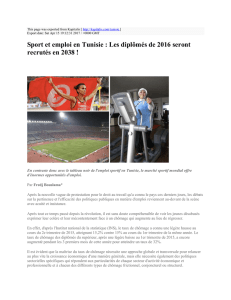 Sport et emploi en Tunisie : Les diplômés de 2016 seront