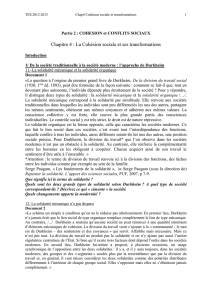 TES 2012-2013 Chap4 Cohésion sociale et transformations 1 Partie