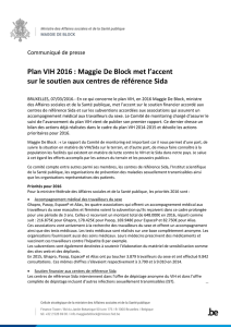Communiqué de presse Plan VIH 2016 : Maggie De Block met l