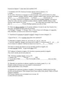 Examen du chapitre 9 study sheet (last modified 2/07) I. Vocabulaire