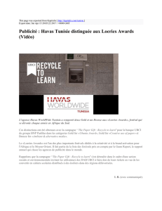 Publicité : Havas Tunisie distinguée aux Loeries Awards
