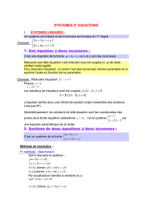 SYSTEME D` EQUATIONS