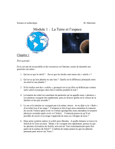 Science et technologie M. Marsolais Module 1 : La Terre et l`espace