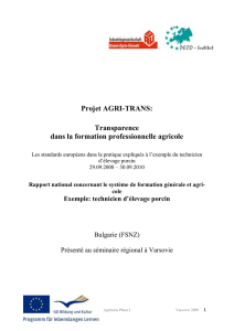 Projet AGRI-TRANS: Transparence dans la formation