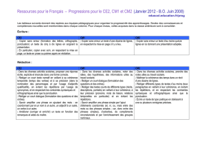 Ressources pour le Français – Progressions pour le CE2, CM1 et CM2