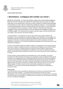Communiqué de presse « Biosimilaires : la Belgique doit combler