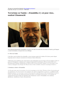 Terrorisme en Tunisie : «Ennahdha n`y est pour rien», soutient