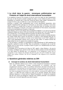 A. Concept et contenu du droit international humanitaire