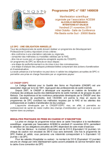Programme DPC n° 1587 1400039 Manifestation scientifique