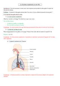 Le Système respiratoire et son rôle Introduction : De notre naissance