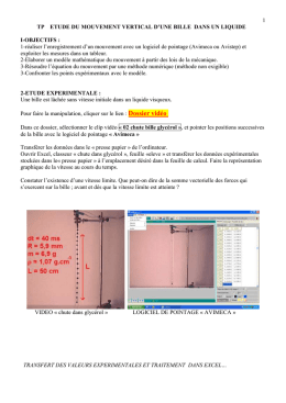 Exercice 3 Chute d`une bille dans un fluide visqueux (4 ...
