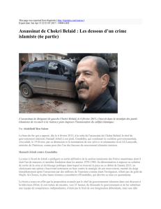 Assassinat de Chokri Belaid : Les dessous d`un crime