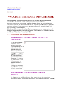 vaccin et memoire immunitaire