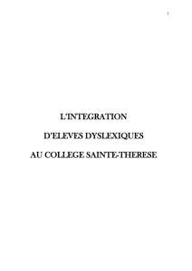 Dossier intégration dys a St Thérése
