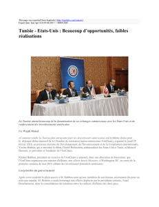 Tunisie - Etats-Unis : Beaucoup d`opportunités, faibles