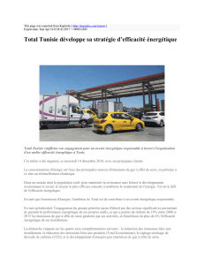 Total Tunisie développe sa stratégie d`efficacité énergétique