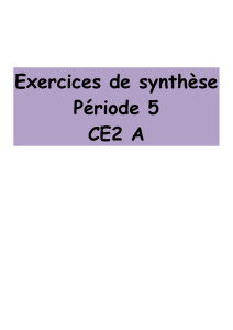 Exercices de synthèse Période 5 CE2 A Synthèse 1 : le passé