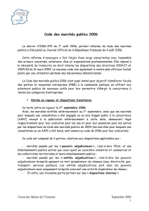 Code des marchés publics 2006 - Union des Maires de l`Essonne