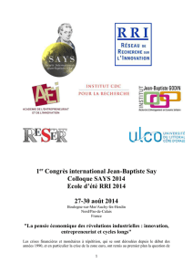 1er Congrès international Jean-Baptiste Say Colloque SAYS 2014