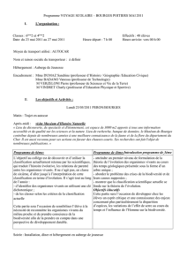 Programme VOYAGE SCOLAIRE – BOURGES POITIERS MAI 2011