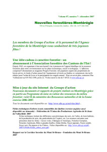 Volume 07, numéro 7—décembre 2007 Nouvelles forestières