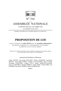 N° 316 ASSEMBLÉE NATIONALE PROPOSITION DE LOI