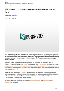 PARIS VOX : un nouveau venu dans les médias tout en ligne