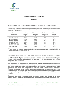 BULLETIN FISCAL – 2014-133 Mars 2014 TAUX MARGINAUX
