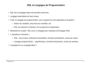 SQL et Langages de programmation : Couplage Fort