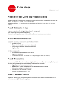 Fiche stage Audit de code Java et préconisations